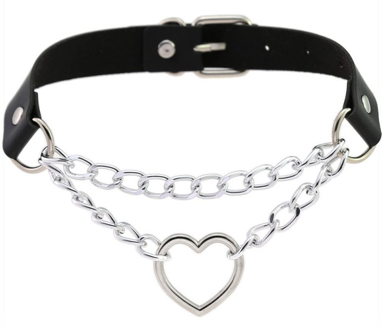 Collier sexy HEART CHAIN Noir