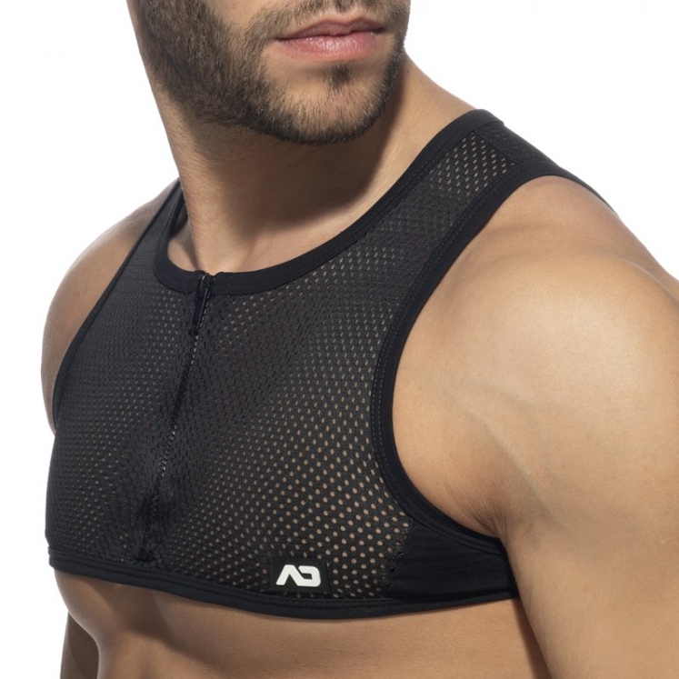 Crop Top MESH-ZIP Noir