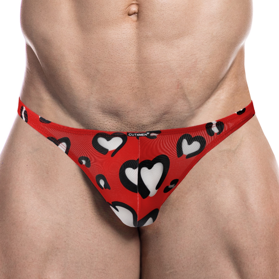 CUT4MEN Slip sexy BRAZILIAN Rouge-Coeurs