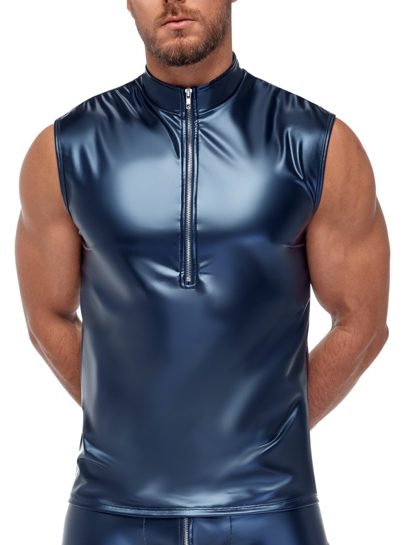Débardeur avec zip TOP ANDIO Bleu métallisé