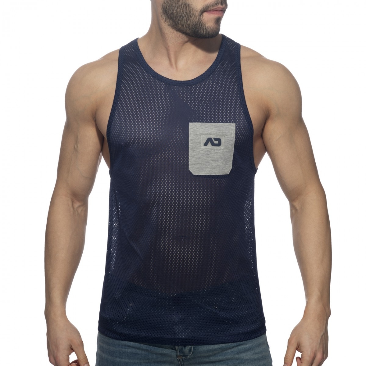 Débardeur Mesh POCKET CONTRAST Marine-Gris