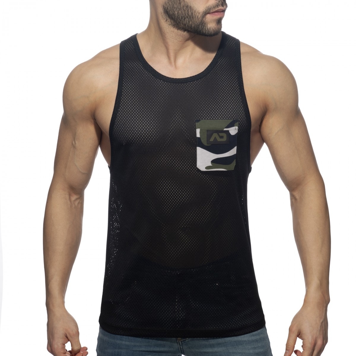 Débardeur Mesh POCKET CONTRAST Noir-Army