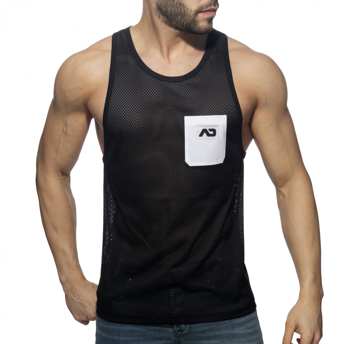 Débardeur Mesh POCKET CONTRAST Noir-Blanc