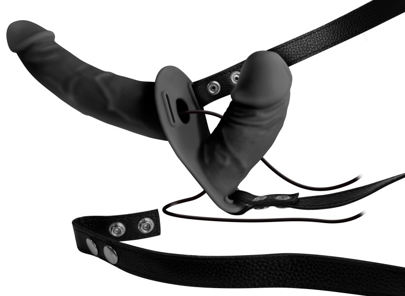 Double Gode Ceinture Vibrant DOUBLE THRUSTER 17 x 4cm Noir