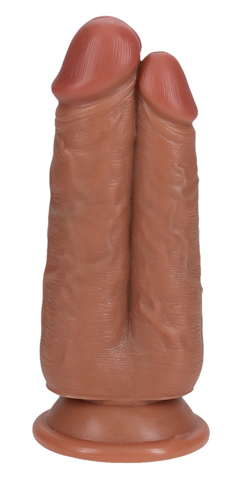 Double Gode TWO IN ONE 15.5 x 6.5cm Marron