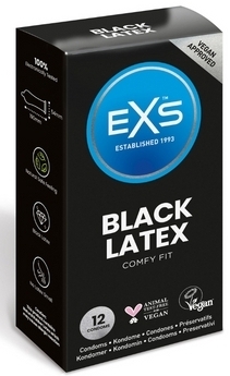 EXS Préservatifs noirs BLACK LATEX 54 mm x12