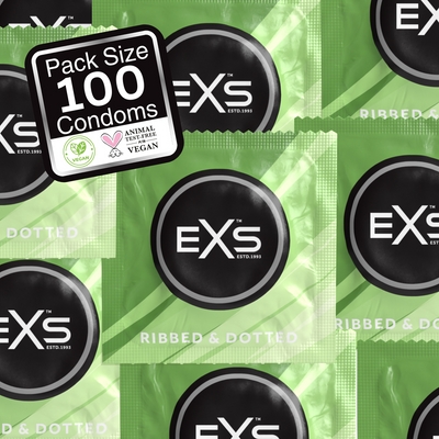 EXS Préservatifs texturés RIBBED & DOTTED 54mm x100