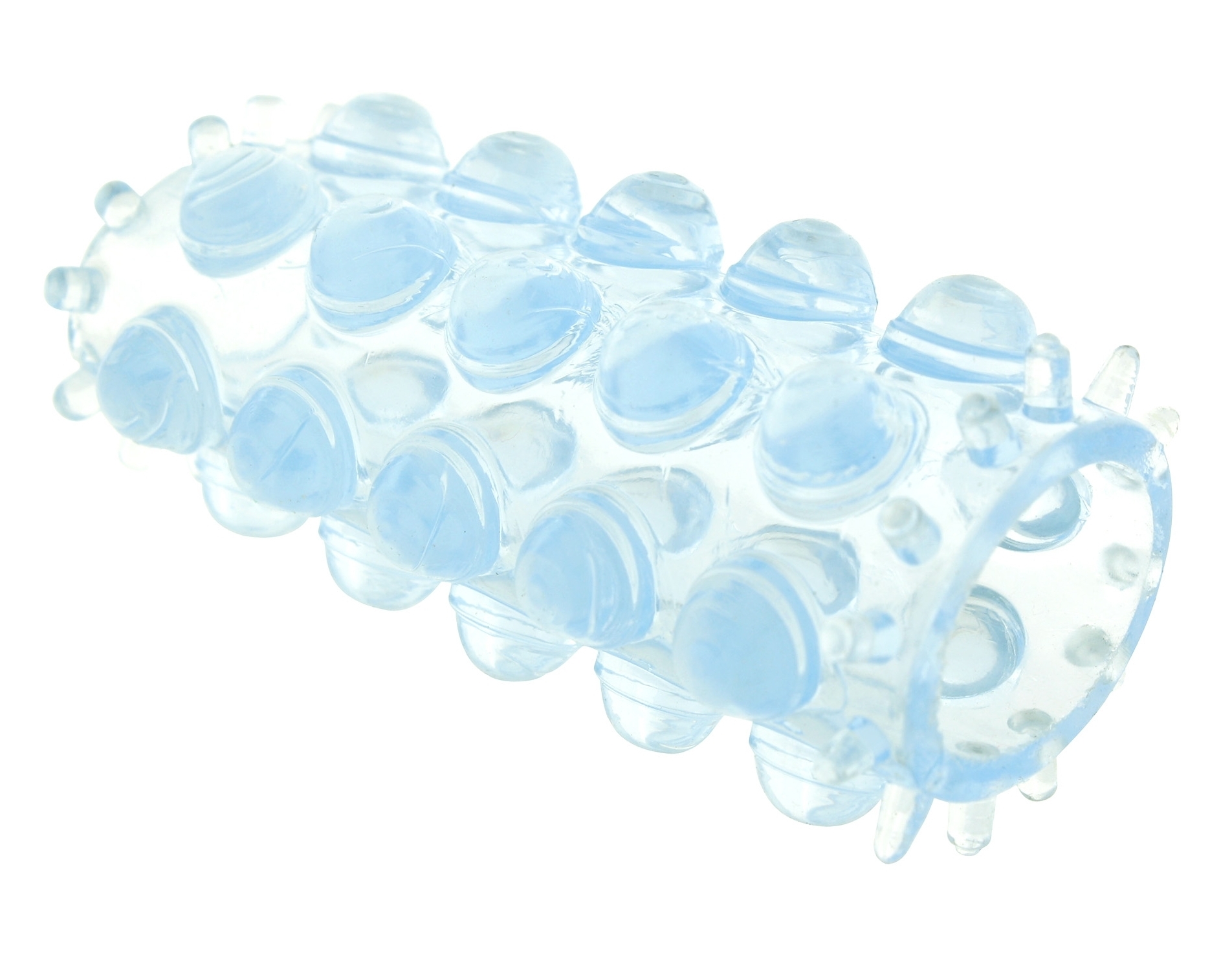 Gaine de pénis perlée POWER STRETCHY 7cm Bleue