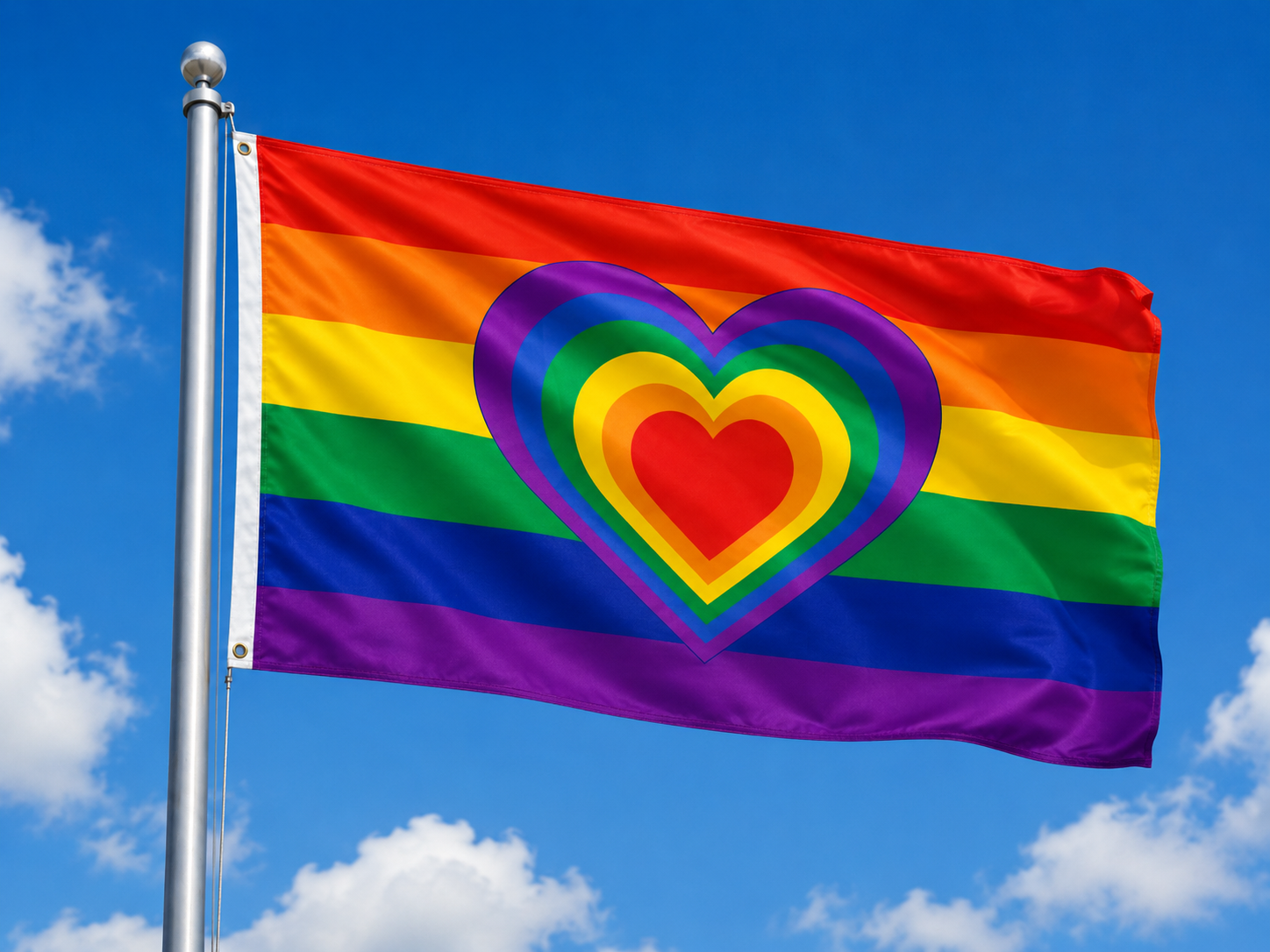 Generique Drapeau Rainbow HEART 90 x 150cm