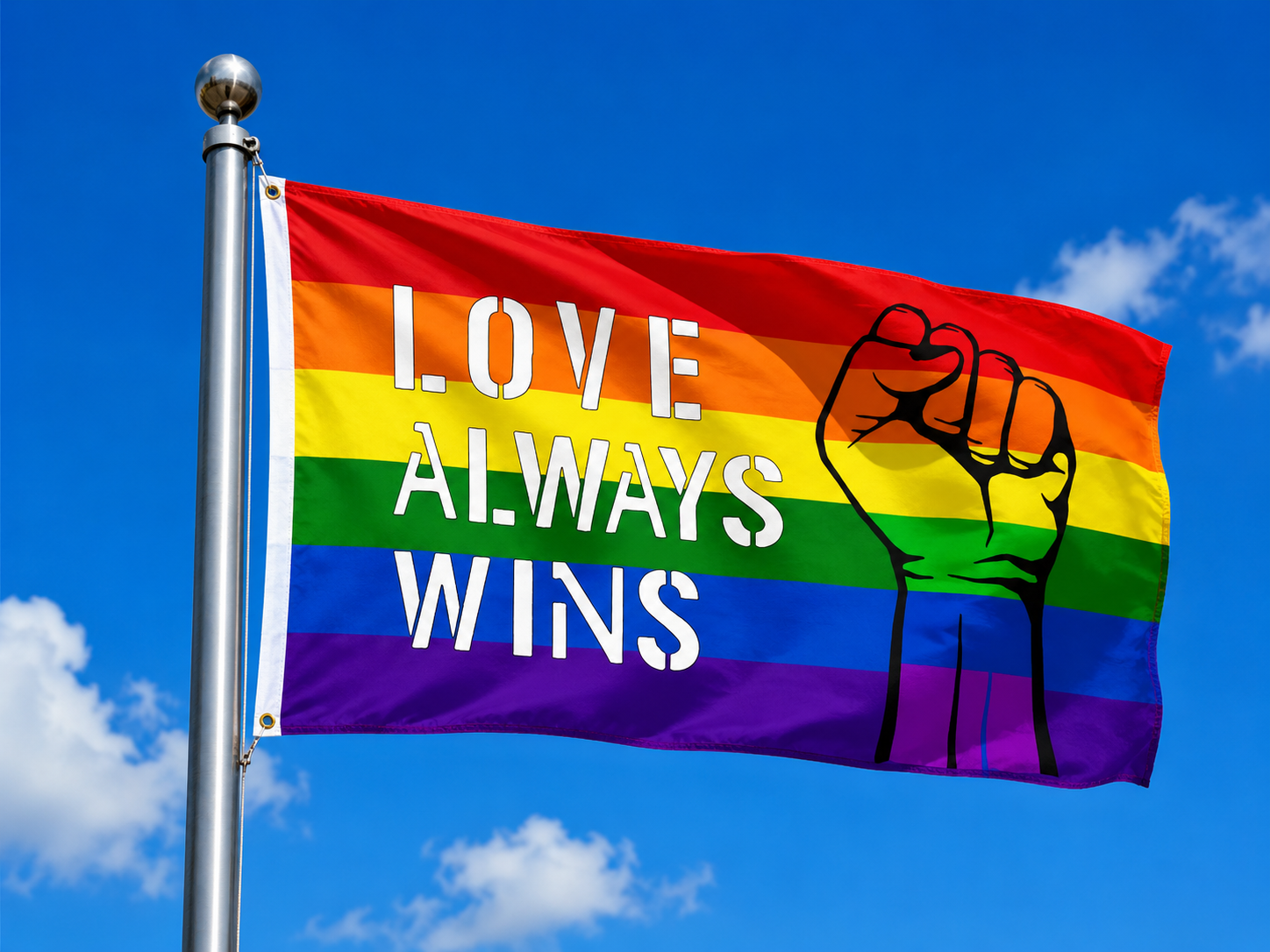 Generique Drapeau Rainbow LOVE ALWAYS WINS 90 x 150cm