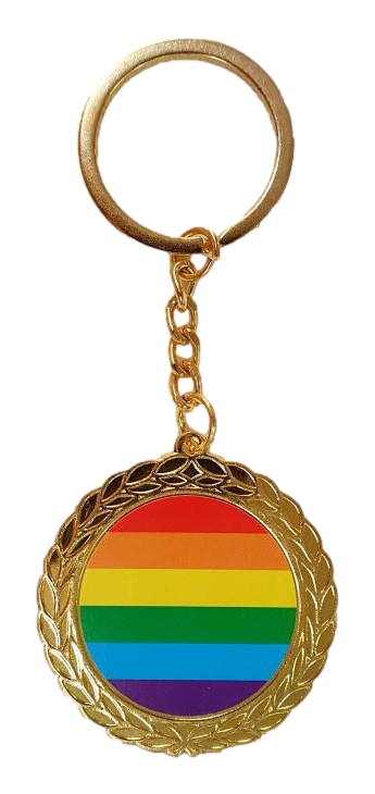 Generique Porte-Clé Médaille Rainbow Doré