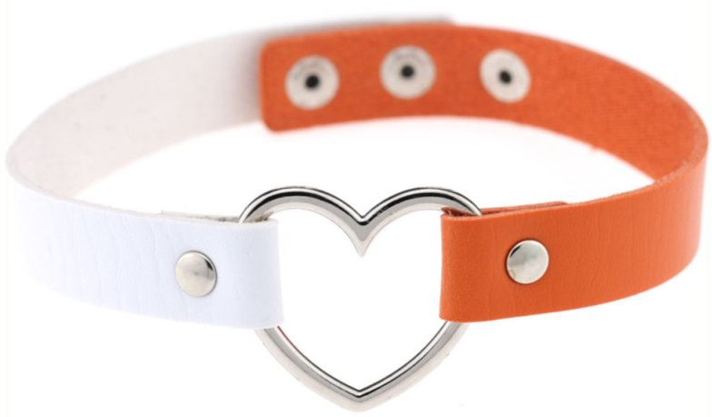 Generique Ras de cou HEART DUO Blanc-Orange