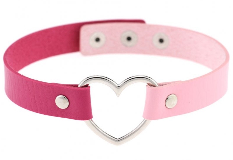 Generique Ras de cou HEART DUO Rose-Fuchsia