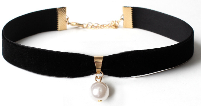 Generique Ras de Cou PEARL VELVET Noir