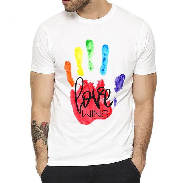 Generique T-shirt MAIN RAINBOW Blanc