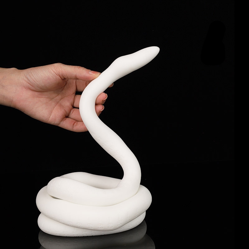 Gode long ULTRA SNAKE 120 x 2.7cm Blanc