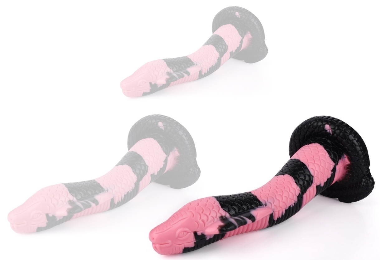 Gode Serpent Silicone COBRA SNAKE L 26 x 7cm Noir-Rose