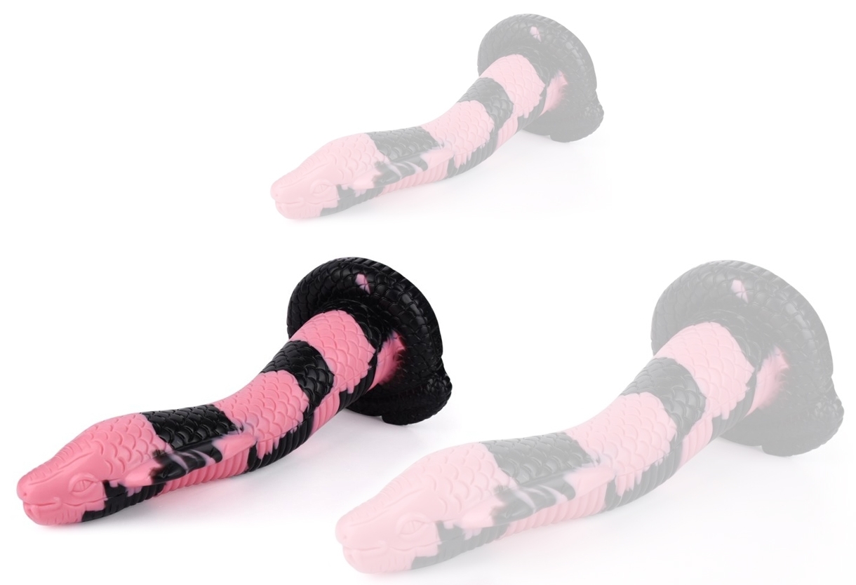 Gode Serpent Silicone COBRA SNAKE M 22 x 6cm Noir-Rose