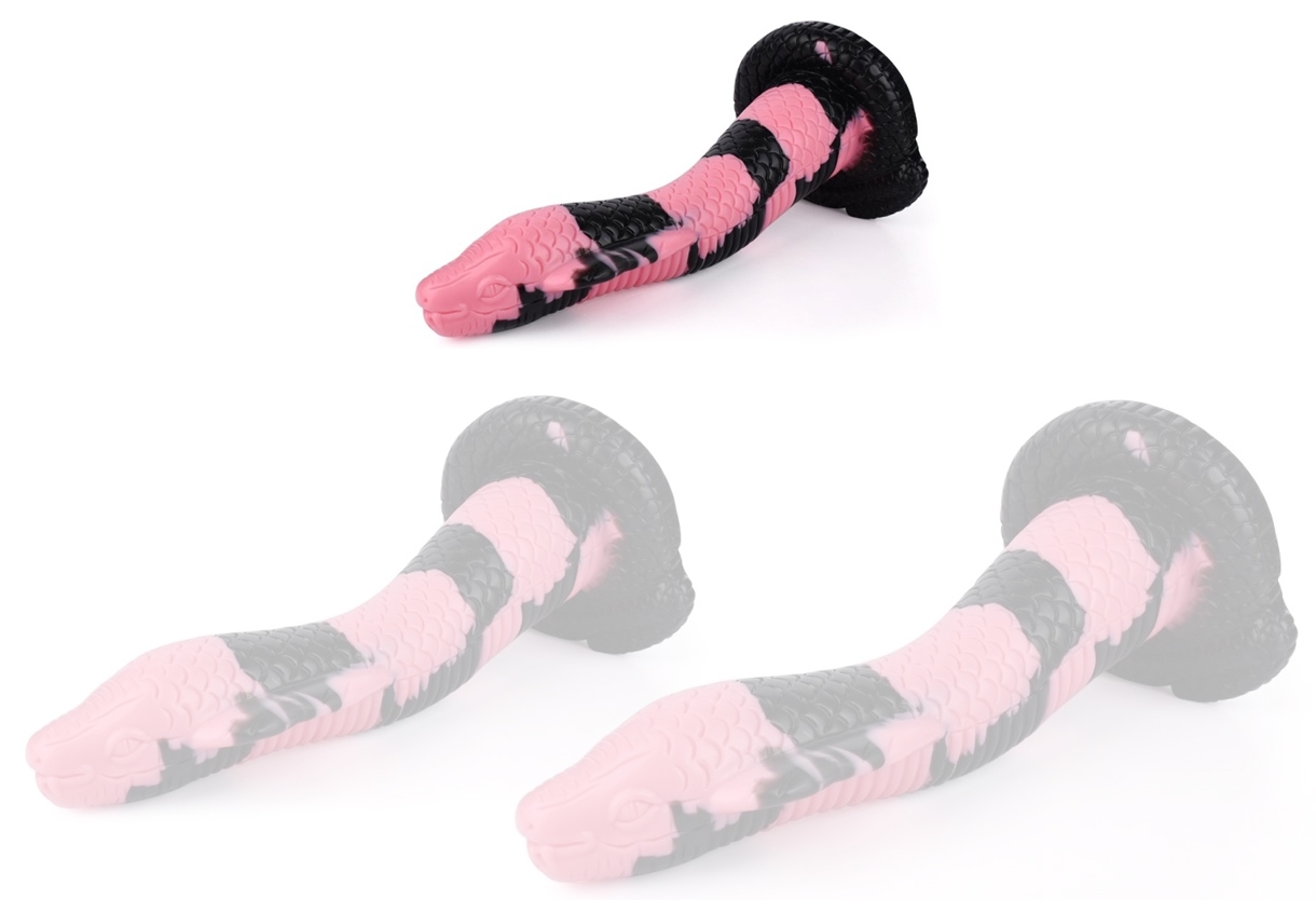 Gode Serpent Silicone COBRA SNAKE S 18 x 5cm Noir-Rose