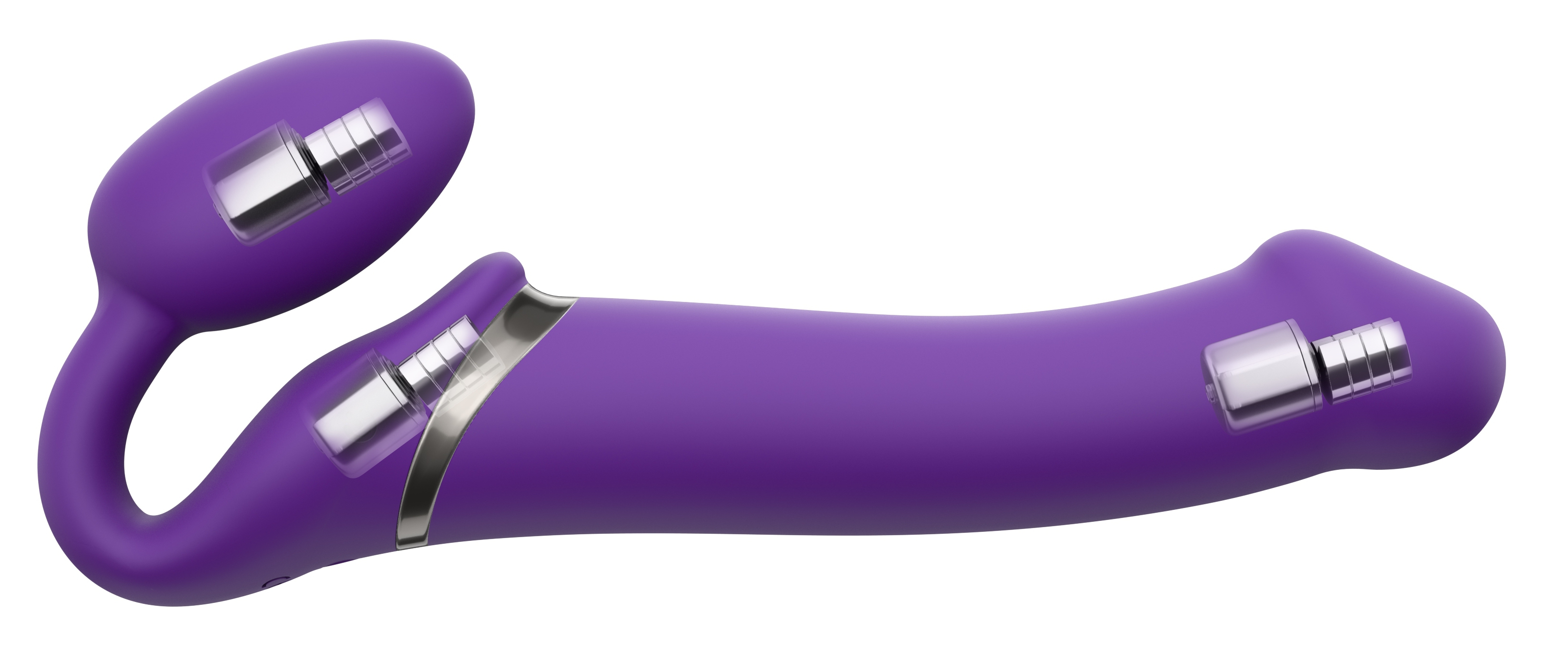 Gode vibrant STRAP-ON 3 Moteurs L 16 x 3.7 cm Violet