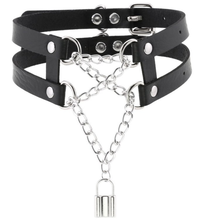 Joy Jewels Collier Ras de cou PENDANT LOCK Noir