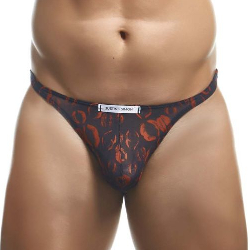 JUSTINSIMON String Motif Lèvres CLASSIC THONG Noir-Rouge