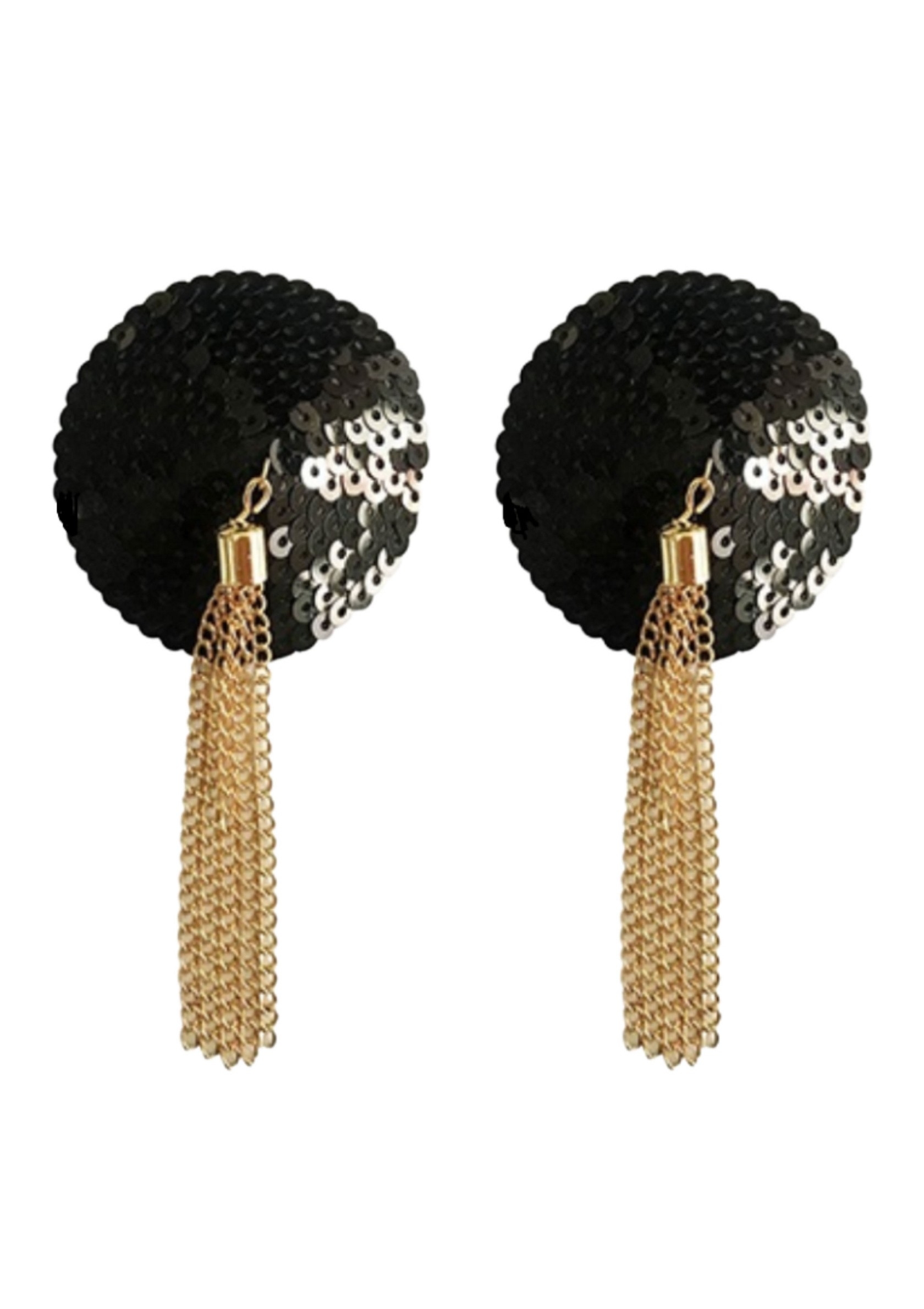 Kinky Diva Cache-Tétons Sequin avec Chaîne NIPPLE COUTURE Noir