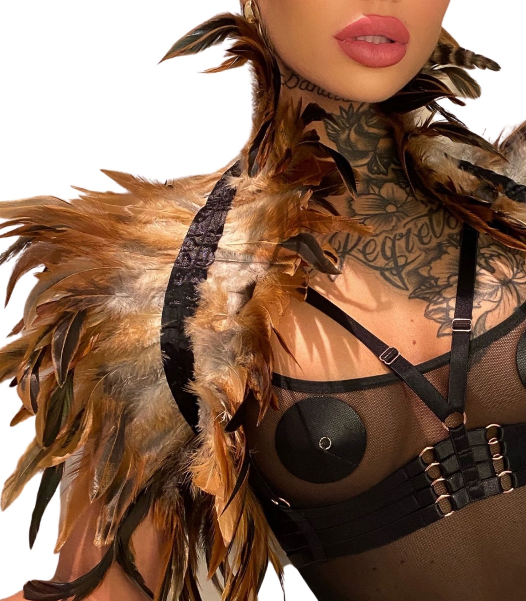 Kinky Diva Couvre-Épaules PLUMES Beige-Marron