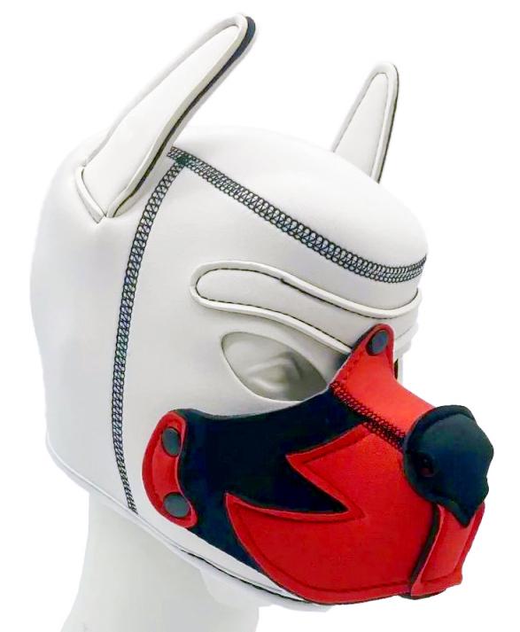 Kinky Puppy Cagoule PUPPY FOX Néoprène Blanc-Rouge