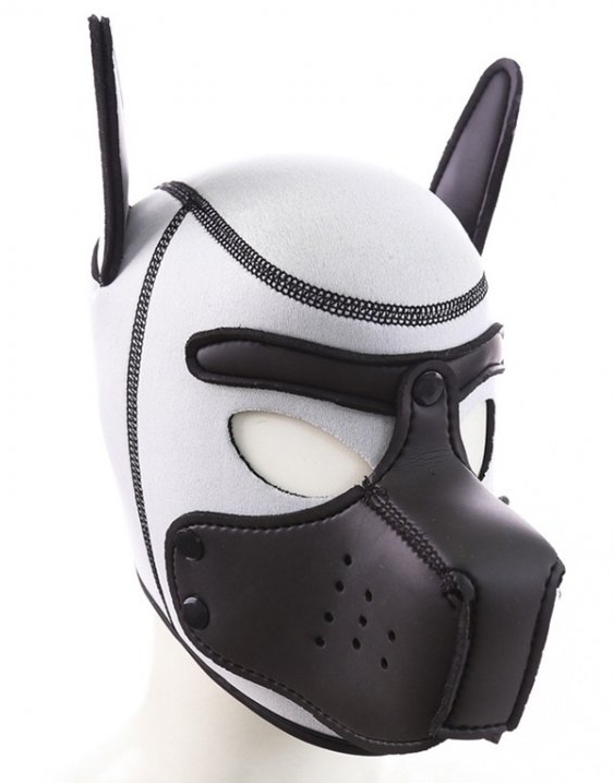 Kinky Puppy Cagoule PUPPY Néoprène Blanc-Noir