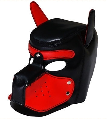 Kinky Puppy Cagoule PUPPY Simili Noir-Rouge
