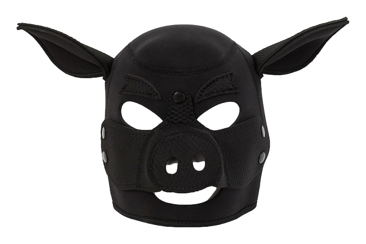 Kinky Puppy Cagoule Tête de Cochon PIG Noire