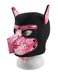Kinky Puppy Masque Puppy Néoprène DOG ON Noir-Rose camouflage