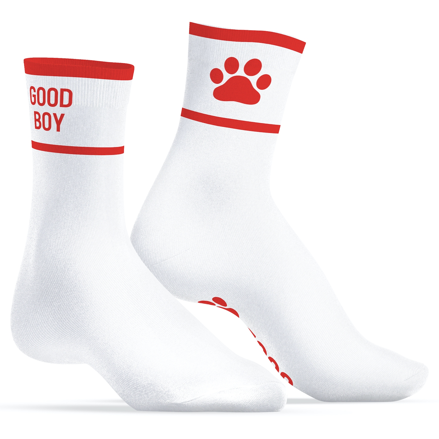 Kinky Puppy Socks Chaussettes GOOD BOY Blanc-Rouge