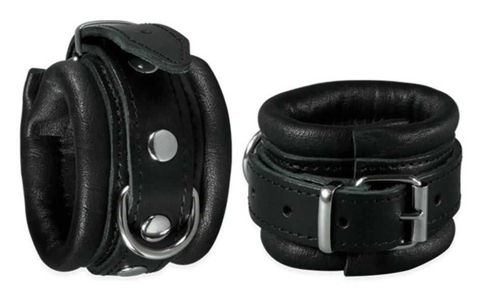 Kiotos Menottes de poignets en Cuir 5cm Noir