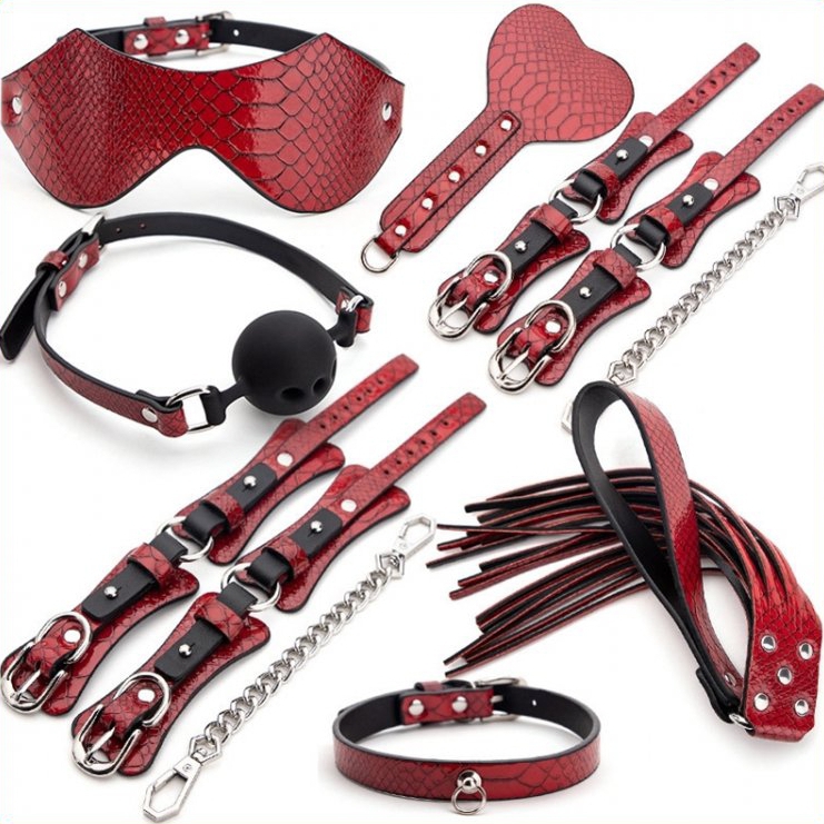 Kit BDSM 7 Pièces CAÏMAN Rouge