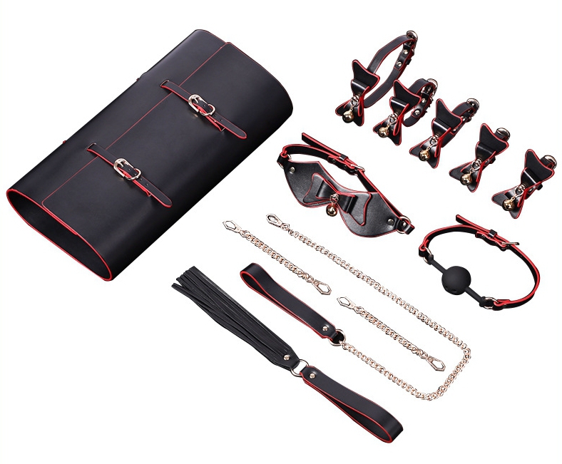 Kit Bdsm BELLS 6 pièces Noir-Rouge
