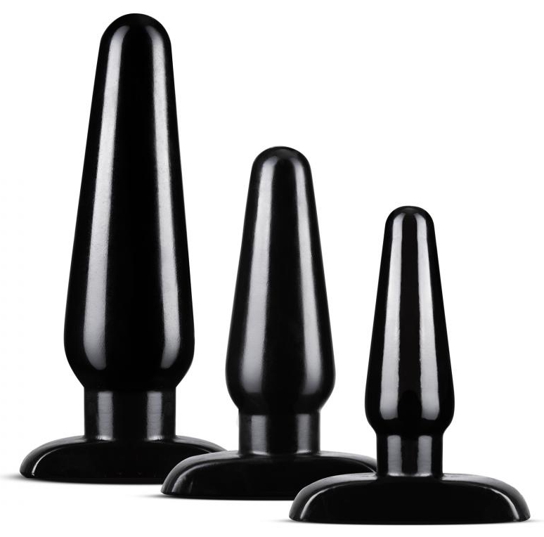 Kit de 3 Plugs Anal Adventures BASIC Noir