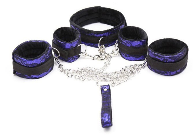 Kit Sm Bondage Collier + Menottes Violet