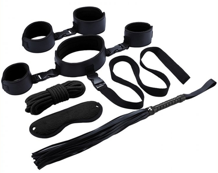Kit SM Bondage Néoprène 6 Pièces Noir