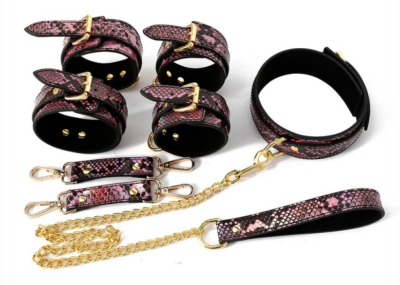 Kit Sm SNAKINE Collier et Menottes Noir-Rose
