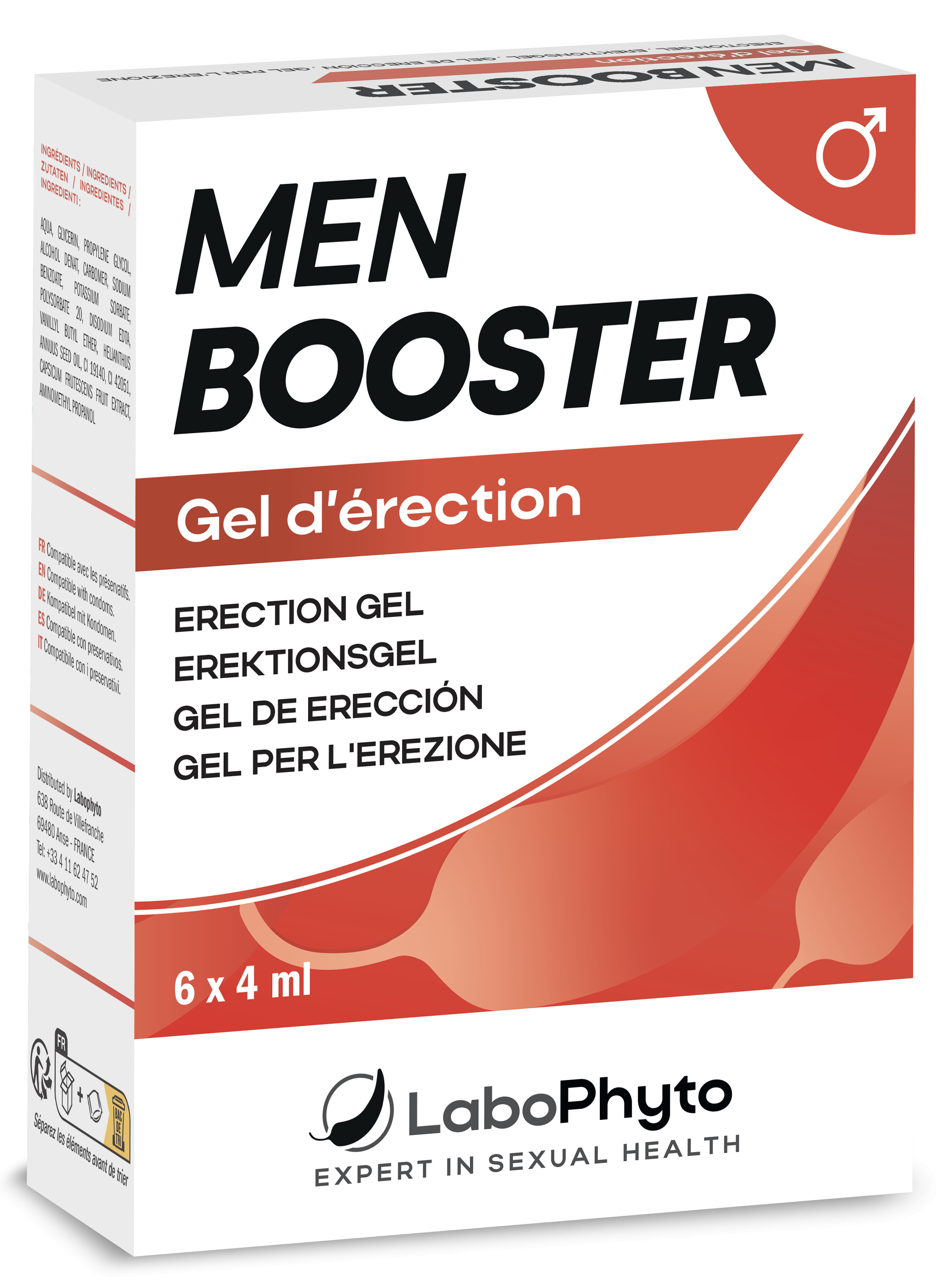 LaboPhyto Dosettes Gel d'érection MEN BOOSTER - 6 x 4ml
