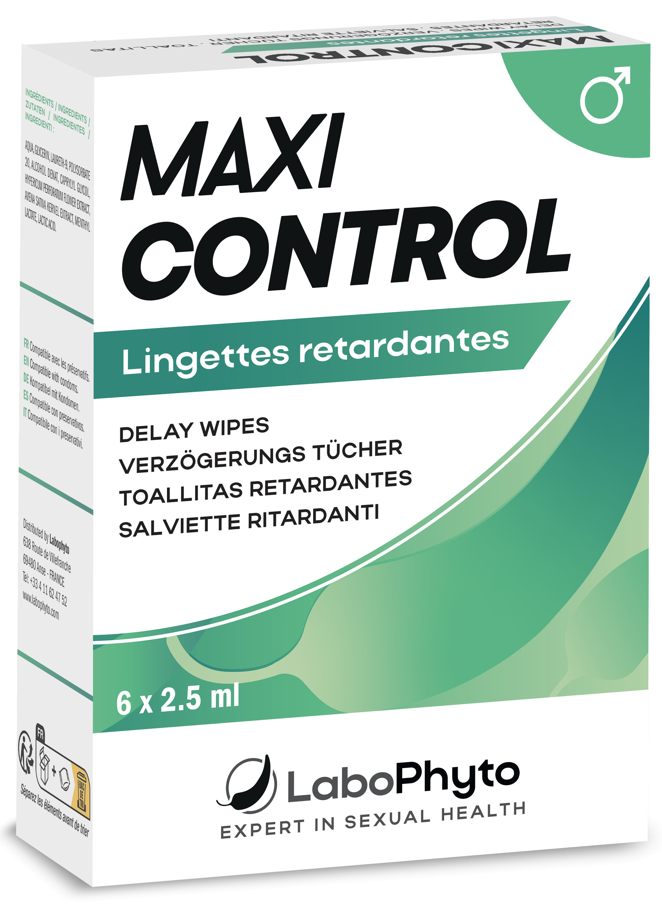 LaboPhyto Lingettes retardantes MAXI CONTROL 6 x 2.5ml