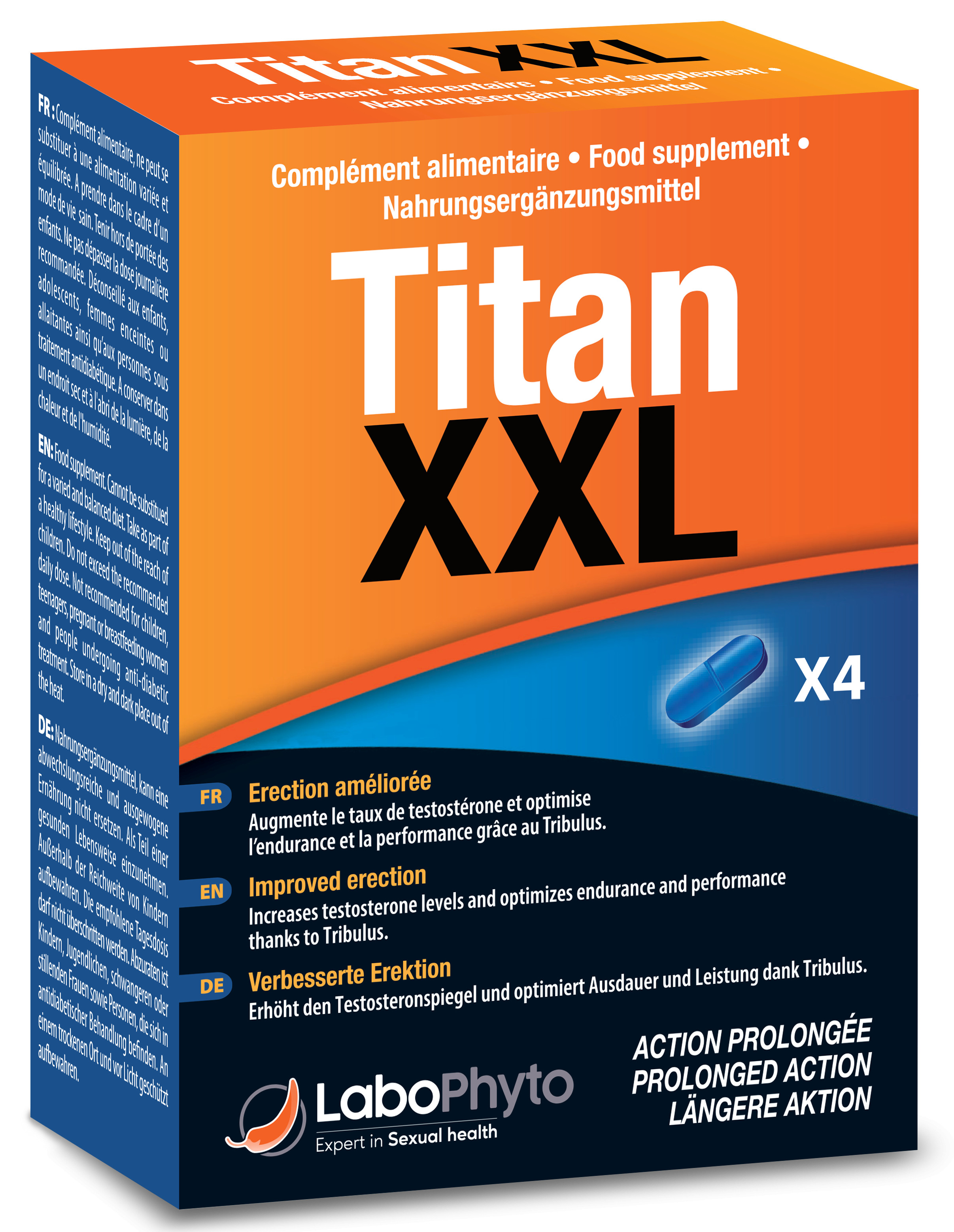 LaboPhyto TITAN XXL Stimulant Action prolongée - 4 comprimés