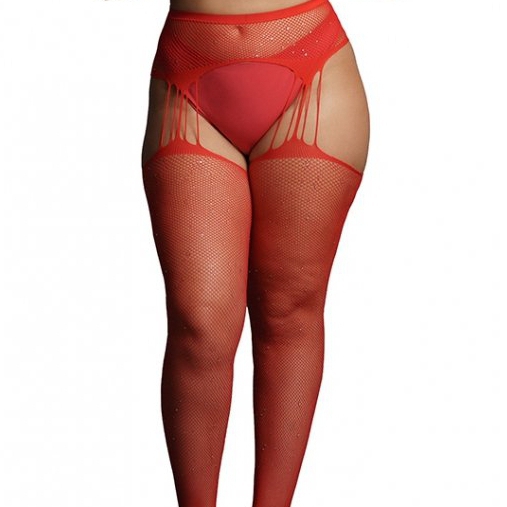 Le Désir Collants à jarretelles RHINESTONE Rouges