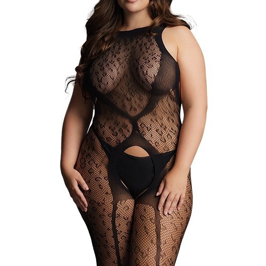 Le Désir Combinaison CROTCHLESS LEOPARD Noire
