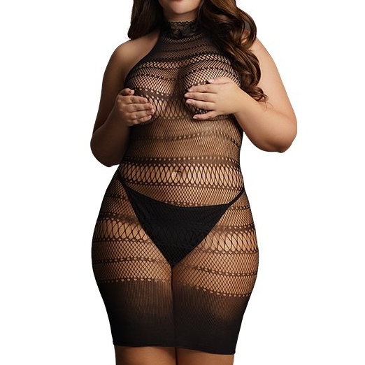 Le Désir Robe sexy Grande Taille HIGH LACE Noire