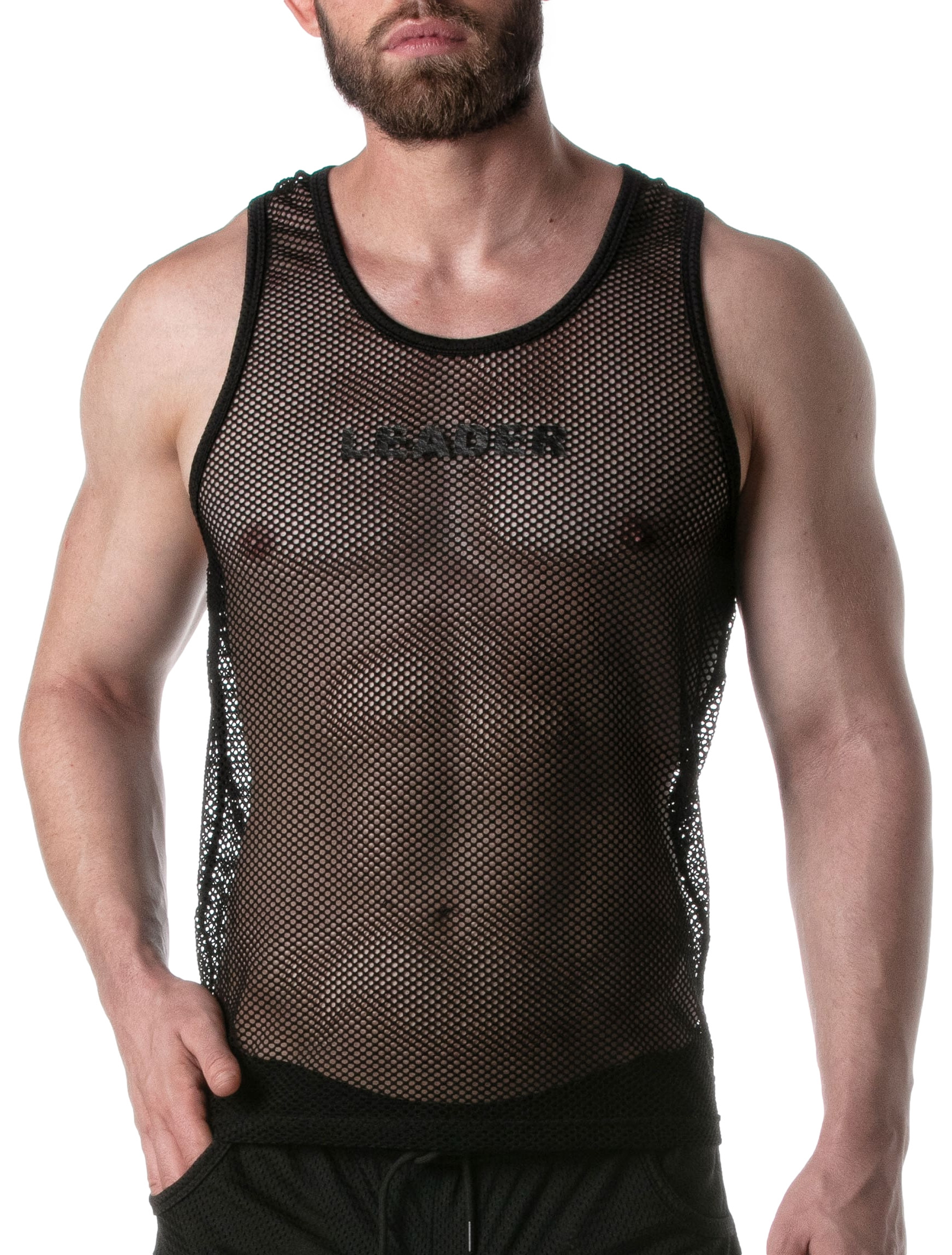 LEADER Débardeur en mesh TANK TOP Noir