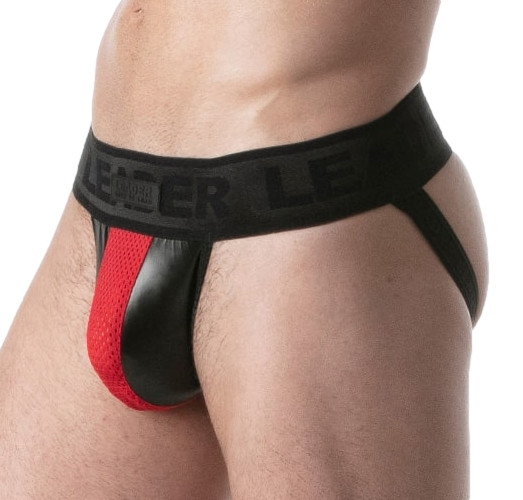 LEADER Jockstrap BRUT Noir-Rouge