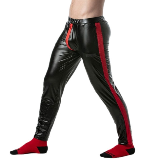 LEADER Pantalon avec Zip BRUT Noir-Rouge